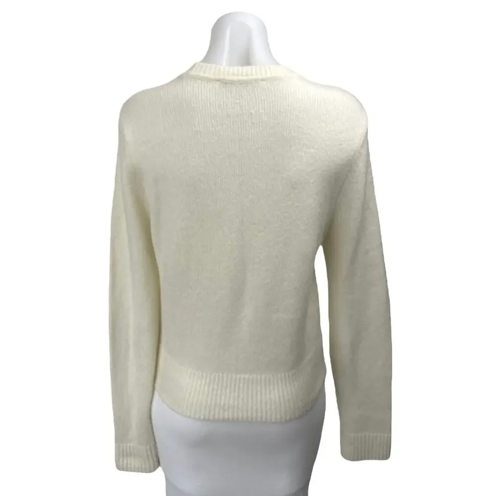 Abercrombie & Fitch Women's Cream White Wool Knit Long Sleeve Sweater Top Size M